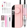Urbuti Fresa Unghie Professionale 45000 Giri Regolazione a 45 velocità(Rosa | Fresa per unghie professionale con rotazione reversibile F/R,display batteria,Portatile,per manicure,salone e uso domestico