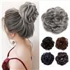 TESS Chignon Capelli Sintetici Chignon Elastico Posticcio Per Capelli Chignon Finto Per Capelli Posticci Per Capelli Extension Per Capelli Coda di Cavallo Bun Hairpieces,Grigio Scuro