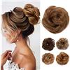TESS Chignon Capelli Veri Extension Chignon Capelli Veri Disordinato Pelo Arruffato Pezzo di Capelli Scrunchies Estensioni di Panino Ondulato Elastico Scrunchie Chignon Coda di Cavallo,Marrone Cervo