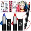 Huahuanghui Trucco viso Halloween Kit,2 Pittura Viso Rosso Blu, Eyeliner Stampino,2 pezzi Halloween Tatuaggi Temporanei,Body Painting Halloween,Cosplay di Halloween, Costumi Accessori Feste
