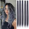 HAJHI Hair Tinsel 5 Pezzi Lisci Sintetici Fata Hair Extensions 23,6 Pollici Per Riccioli Fai Da Te Extension Capelli Colorati Con Clip Halloween Per Saloni(Gray-Blue)