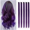 HAJHI Hair Tinsel 5 Pezzi Lisci Sintetici Fata Hair Extensions 23,6 Pollici Per Riccioli Fai Da Te Extension Capelli Colorati Con Clip Halloween Per Saloni(Gradient Purple)