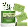 ulluxe Jabón de Árbol de Té, Limpieza Suave para Rostro y Cuerpo, 3 x 100 g | Con aceite de árbol de té, limpia suavemente y ayuda a eliminar el exceso de grasa, sudor y malos olores de la piel