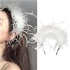 HANSAMU Cerchietto per capelli con piume di cigno, accessori per capelli da donna, per sposa, feste, festival, San Valentino, matrimonio, fidanzamento, compleanno, Natale (bianco, L)