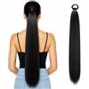 LEFZUR Extension Coda di Cavallo 70 cm in Nero, Posticcio Leggero con Clip e Effetto Capelli Veri, Coda Morbida e Satinata, Perfetto per l'Uso Quotidiano e le Occasioni Speciali