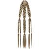 Yeaxxsqy Clip vichinga con coda di cavallo intrecciata, estensione per parrucca artigianale per costume e cosplay, grigio marrone 24 pollici