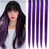 HAJHI Hair Tinsel 5 Pezzi Lisci Sintetici Fata Hair Extensions 23,6 Pollici Per Riccioli Fai Da Te Extension Capelli Colorati Con Clip Halloween Per Saloni(Dark Purple)