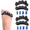 DTDULL Separatore Dita Piede [2 Paia], Separatori Dita Piedi Neri con 4 Spugnette Blu, Distanziatore Dita Piedi per Relax e Cura del Piede, Divaricatore Dita Piedi Morbido e Confortevole