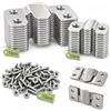 Weabisoo 24 Staffe Montaggio Nascosto Inox, 2 Misure, Clip a Z per Parete | 12 Coppie 53x30 + 43x18 mm per Cornici, Specchi e Mobili, con 72 Viti, fino a 20 kg