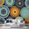 Generic Carta da parati con motivo mandala, 300 x 210 cm | Decorazione artistica da parete in tessuto non tessuto, motivo geometrico bohémien, poster floreale per soggiorno
