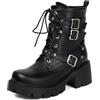 TNMIUH Anfibi Gotici Donna Platform Stivaletti con 3 Fibbie e Borchie | Anfibi gotici in finitura lucida o opaca, con 3 fibbie, borchie, tacco largo da 5,7cm e zip.