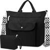 BTNEEU Borsa Università Donna Tote Bag in Velluto a Coste Grande Borsa a Tracolla con Cerniera Spallacci Removibili Borse a Spalla Borsa Lavoro Donna Borsa Shopper per Spiaggia Viaggo Scuola (Nero)