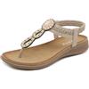 Meik Mangni Donna Sandali Piatti Estive Bohemia 36-42 EU | Pantofole,Infradito da Spiaggia,Ciabatte Antiscivolo,Punta Aperta