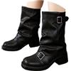 ORANDESIGNE Stivali Stivaletti Al Polpaccio da Donna Biker Motociclista Biker Boots Fibbie Anfibi Motociclista Scarpe Casual