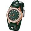 OIDEA Orologio da polso da donna in pelle, stile punk, steampunk, cinturino in pelle, orologio analogico al quarzo, vintage, con quadrante con strass, regalo per donne, verde, marrone, nero