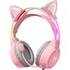 ONIKUMA X15 PRO CAT EARS Cuffie Gaming Wireless RGB Microfono Sensibile - Rosa