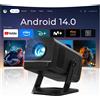 Selius Mini proiettore LCD 1280 x 720 - Supporto 4K - Wi-Fi 6, Bluetooth 5.4 - Compatto e portatile