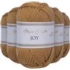 Utopia Crafts JOY DK, 5 gomitoli di filato acrilico da 50 g (250 g), lana per uncinetto e maglia, morbida lana per lavorare a maglia (marrone cammello)