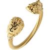 HZMAN Bracciale da uomo con occhi di leone e zirconia cubica, in acciaio inox placcato oro, stile Biker Punk
