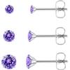 Candyfancy Orecchini in titanio, ipoallergenici, unisex, G23, in titanio G23, con zirconi, 2/3/4/5 mm