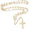 SM FASHION SM - Rosario in acciaio inossidabile dorato e argento con perline CCB da 3 a 8 mm, collana a Y da 50,8 - 76,2 cm, per donne e uomini (6 mm, 50,8 cm, 3) - oro)