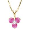 Ivy Gems - Pendente a grappolo in oro giallo 9 k con rubino e brillante a fiore, montato su catena di lunghezza 46 cm
