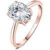 JewelryPalace 1-2ct Classico Anello Solitario Donna Argento con Cubica Zirconia Moissanite, Anelli Dorati 925 con Pietra a Taglio Ovale, Fede Nuziale in Tre Ori Anello Fidanzamento Set Gioielli Donna