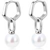 BodyBonita Orecchini Perle, 925 Sterling Silver Post Orecchino Perle Donna, Orecchini Anallergici Donna a Foglia di Ginkgo, Gioielli di Moda Colore Argento