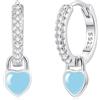 Bewenda Orecchini in argento 925 per bambini, adolescenti, ragazze, donne, orecchini a cerchio con ciondolo a forma di cuore, ipoallergenici, in argento 925, pendenti a cerchio con zirconi bianchi