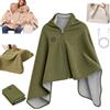 Dujuanus Scialle Riscaldato USB Donna, Coperta Riscaldante Portatile in Pile, 3 Livelli di Calore, Poncho Termico per Viaggio, Casa, Campeggio e Auto (Verde)