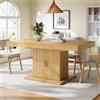 DACHETOU Tavolo da pranzo allungabile con vano portaoggetti integrato, 140-180 cm, ante verticali scanalate, ripiani rimovibili, rovere chiaro
