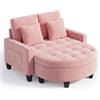 Xbro Divano 2 Posti 130 cm con Pouf Contenitore e Tasche Laterali | Divano 2 posti con pouf contenitore, poggiapiedi, vano interno 16 cm, 2 cuscini, braccioli e tasche laterali per soggiorno
