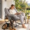 Fiutazge Sedia a Dondolo Grande,Poltrona a Dondolo Imbottita,Beige | Sedia da Esterno in Rattan,Poltrona Relax, da Esterno,Interno,Balcone,Soggiorno,Letto, Giardino,Max 180kg