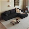 luckdect 270 cm Divano modulare con chaise longue a L, divano angolare a 3 posti in velluto a coste, divano compresso senza attrezzi, ideale per soggiorno e camera da letto, (Noir+R)
