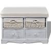 Generico Cassapanca Bianca 62x33x42 cm in Legno di Paulownia,Bianco,6.05kg,240790