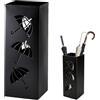 Exquilnova 42 x 16 x 16 cm portaombrelli per corridoio, portaombrelli in metallo, design scavato, supporto per bastone da passeggio per ingresso, casa, ufficio, bar, centro commerciale (nero)