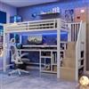 Lekvvied Letto a soppalco 90x200cm con scala armadio,USB,striscia LED e cassetti,metallo letto a castello con vani portaoggetti,ferro letto singolo,letti per ragazzi e ado,senza materasso,A-Bianco