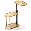 Bcuuozeeing Tavolino regolabile in altezza (42-82 cm), a forma di C, girevole a 360°, tavolino da caffè a 3 livelli, in legno, per laptop, camera da letto, soggiorno, ufficio
