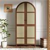 Fiednoy Armadio con asta appendiabiti e cassetti, 2 ante, 80 x 50 x 179 cm | Armadio per camera da letto con ante curve in rattan + ripiani, guardaroba con gambe in legno