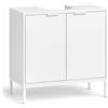 PALUPLUS Mobile Sottolavabo a 2 Ante di colore Bianco Opaco, Misura 60x30x60 cm, Mobiletto in Legno e Metallo con Ritaglio Sifone da 20x22 cm, Adatto ai lavabi standard -1164 - F