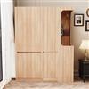 NAWUZHENG Armadio extra large, 140 x 40 x 170 cm, con cassetti e vani, area appendiabiti aperta con vano portaoggetti, colore legno (sul lato destro), legno naturale