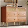 HYSZ Armadio da cucina, credenza, soggiorno, cassettiera con 6 cassetti, in rattan, per camera da letto e tutti gli ambienti, in noce H90/B120/T40 cm