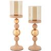 Mauro Ferretti Portacandele Set 2 pz Rosa Dorato Ferro Ø10x32-10x36 cm
