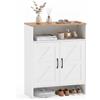 COSTWAY Scarpiera Ingresso Salvaspazio con Ripiani Regolabili (Bianco) | Mobile Porta Scarpe con Ampio Piano, Scomparto Aperto e Armadietto per Entrata e Soggiorno, 70 x 35 x 95 cm