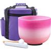 KVKA Campane tibetane da 20 cm, 432 Hz, note C da 8 pollici, rosa e bianco, chakra per yoga, meditazione, suono salutare, rilassamento, antistress con borsa per il trasporto