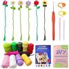 BWOOOWE Uncinetto Kit Per Principianti Set Di Uncinetti DIY Segnalibro Fiori Fatti A Mano Gomitoli Di Lana Ferri Da Maglia Ago Istruzioni Incluse Kit Creativo Hobby Cucito Artigianato