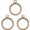 Huba Set di 3 telai da ricamo rotondi effetto legno, per punto croce, cucito, fai da te (8 cm)