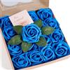 Sahoottie Rose artificiali blu finte in schiuma con gambo, rose artificiali, decorazione per bouquet, centrotavola, decorazioni natalizie e decorazioni per la casa (16 pezzi)