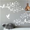 wall4stickers Adesivo da parete in vinile bianco con uccellini sul ramo decalcomania per soggiorno decorazione mobili porta murale cucina albero foglie