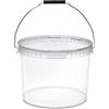 Garronda Secchio di plastica con Coperchio 12 L per la conservazione di Prodotti Alimentari e chimici Contenitore Plastica con Coperchio GD-0119 Trasparente 10 Pezzi